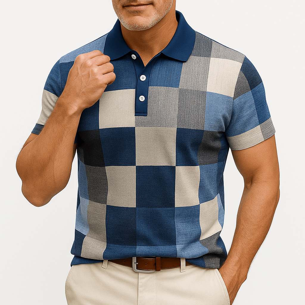 Callum Check Polo Shirt – Bold Plaid Pattern in a Lightweight Cotton Blend3